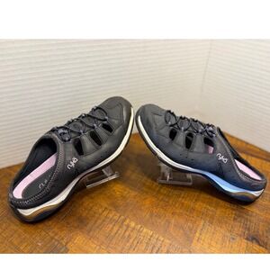 Ryka Black and Pink Slip-On Clog Sneakers